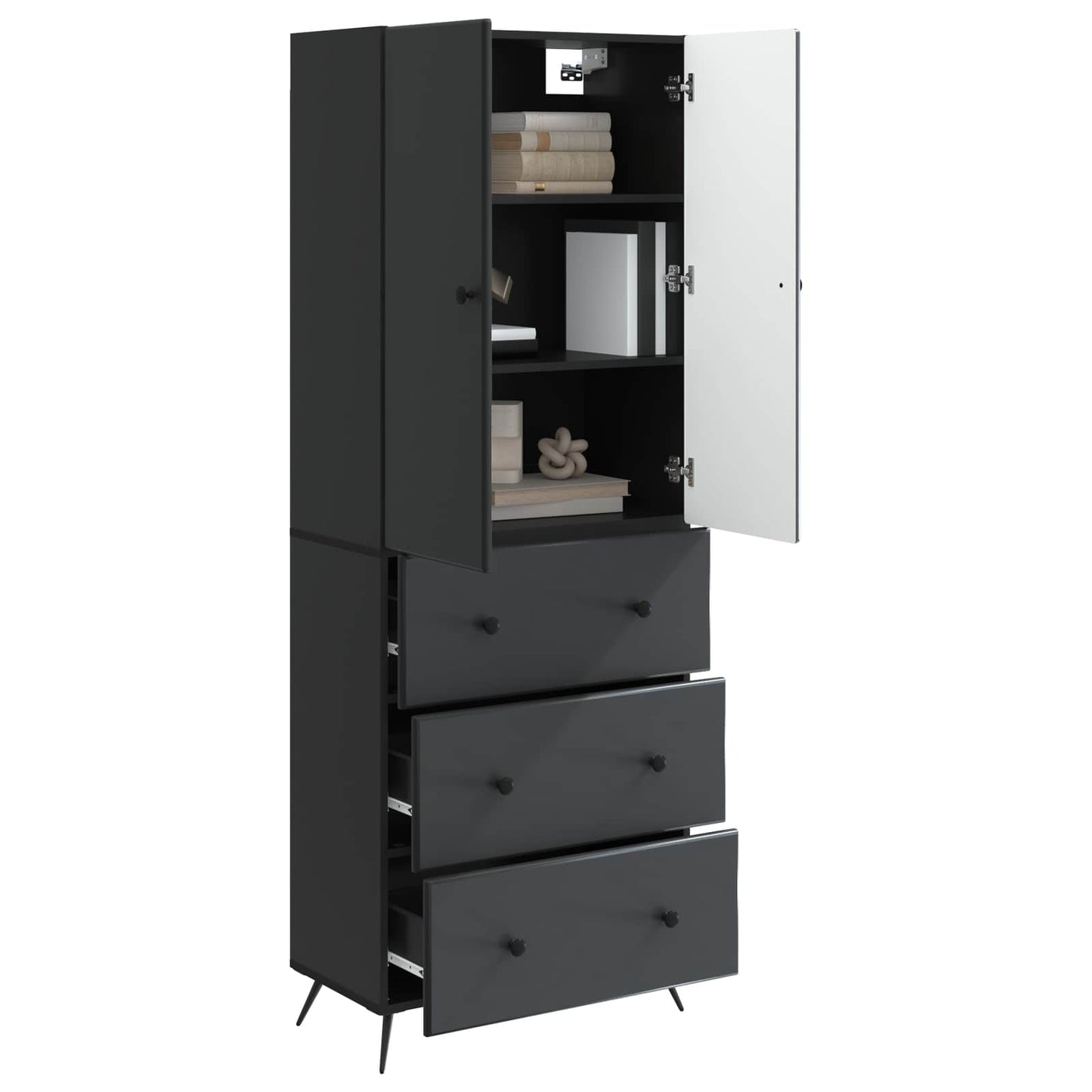 vidaXL Σέτ Ντουλαπιών 2 pcs Μαύρο 66 x 34,5 x 90 εκ Επεξεργασμένο Ξύλο