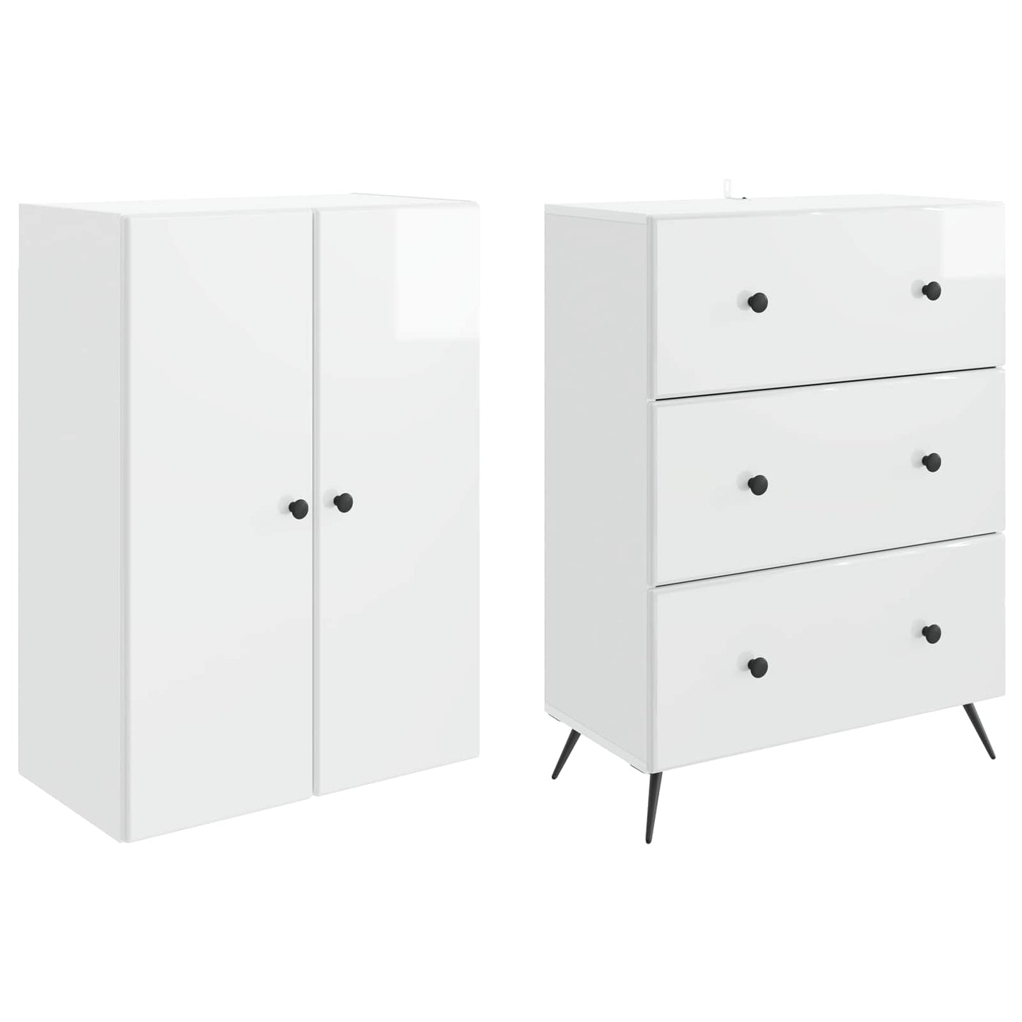 vidaXL Σέτ Ντουλαπιών 2 pcs Γυαλιστερό Λευκό 66 x 34,5 x 90 εκ