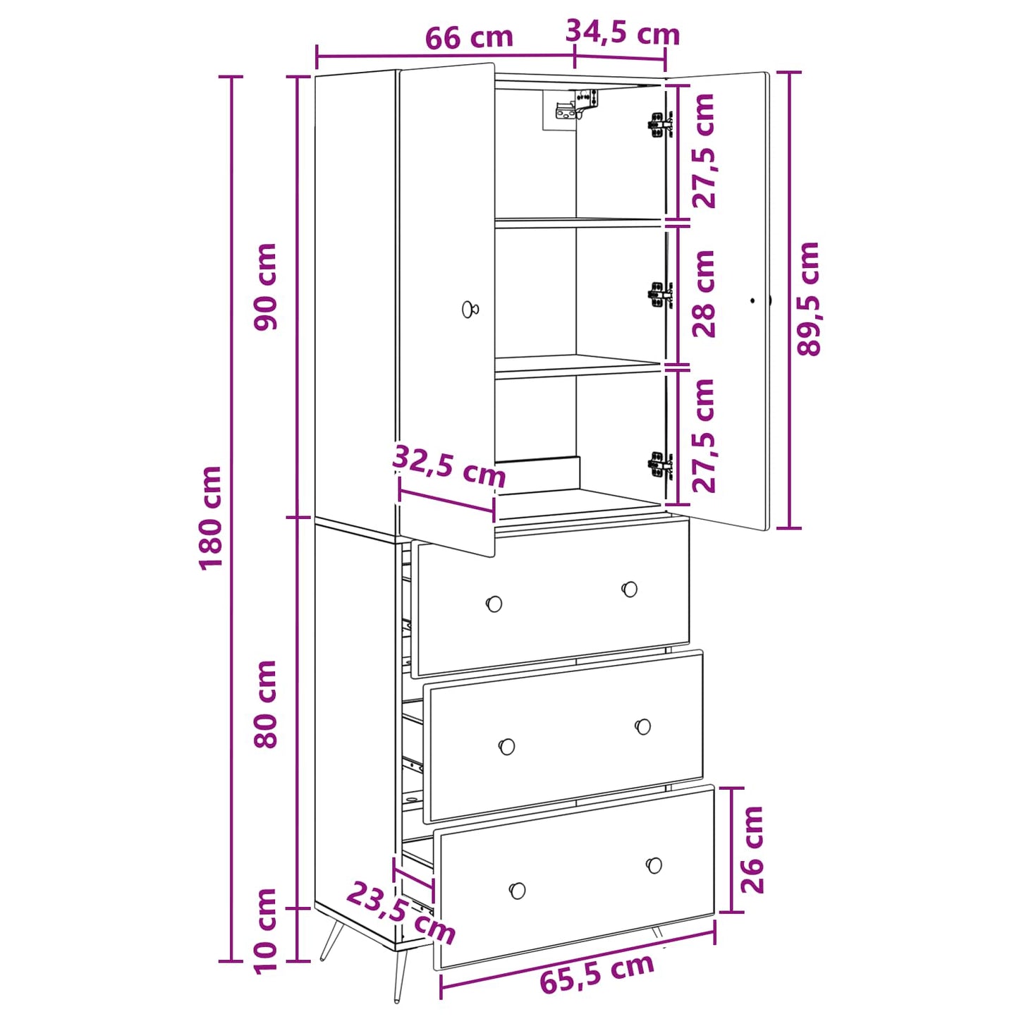 vidaXL Σέτ Ντουλαπιών 2 pcs Παλαιωμένο ξύλο 66 x 34,5 x 90 εκ