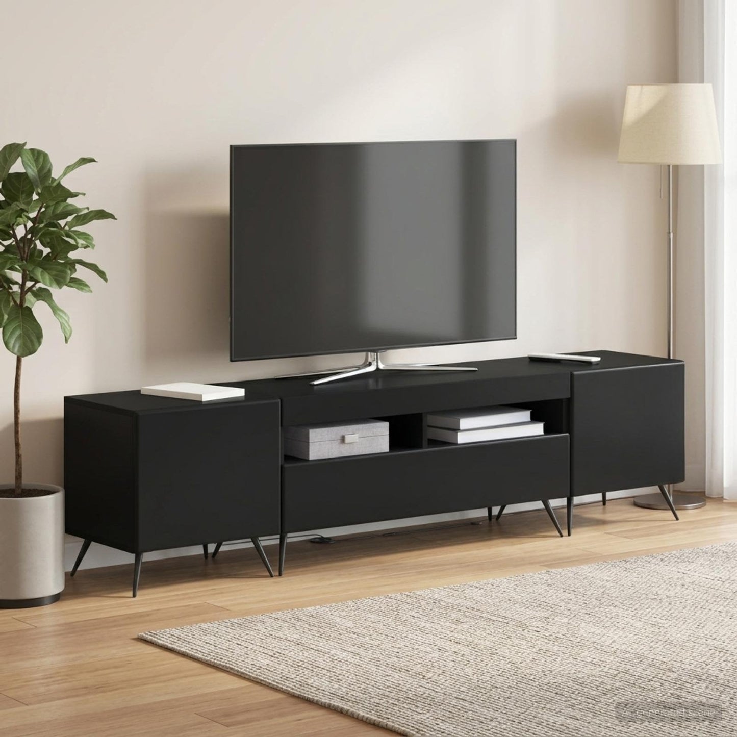 vidaXL 5 Τεμάχια LED Τηλεοπτικού Ντουλαπιού Μαύρο Επεξεργασμένο Ξύλο