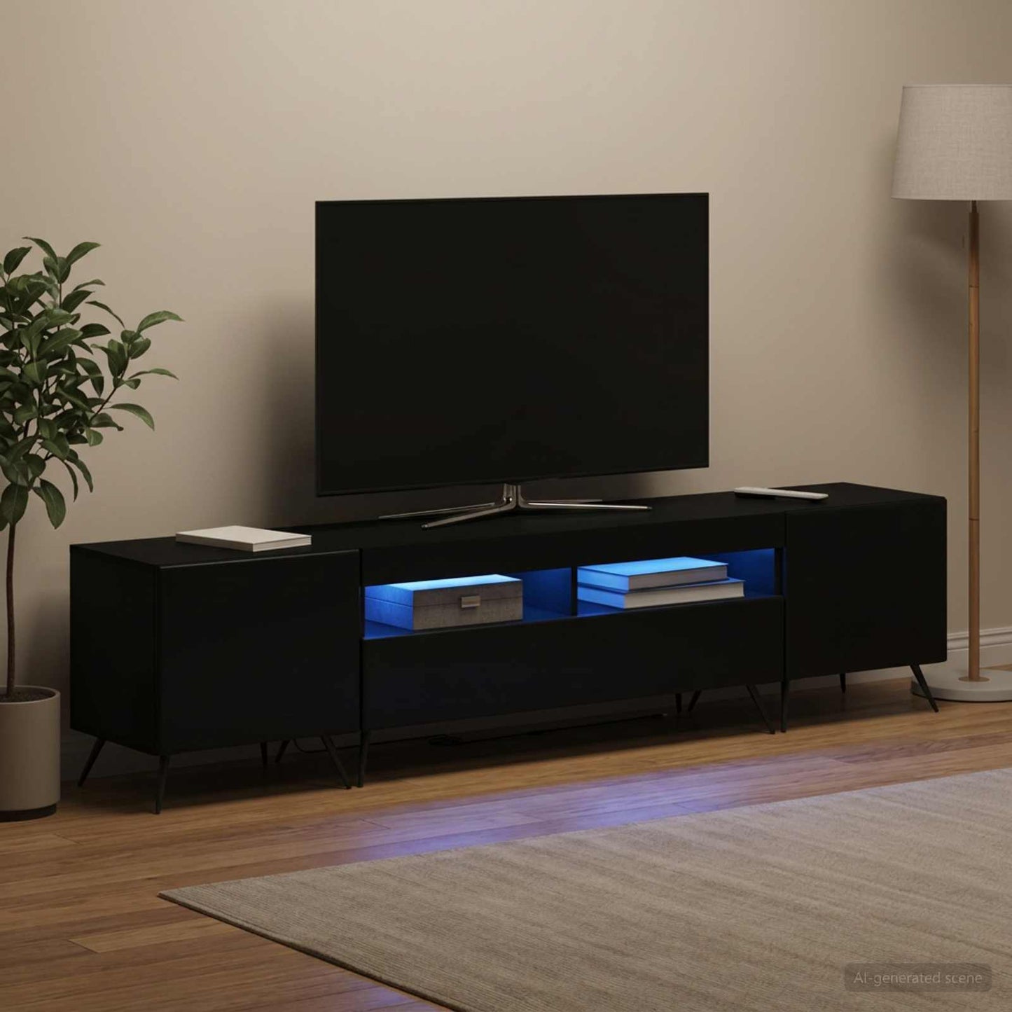 vidaXL 5 Τεμάχια LED Τηλεοπτικού Ντουλαπιού Μαύρο Επεξεργασμένο Ξύλο