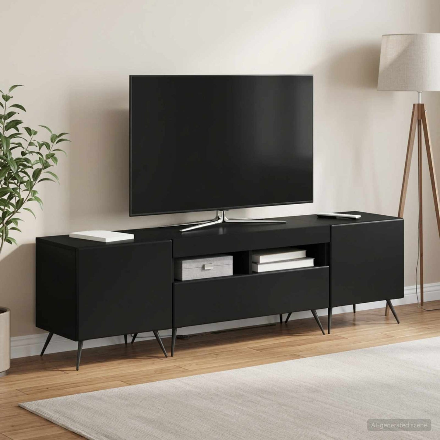 vidaXL 5 Τεμάχια LED Τηλεοπτικού Ντουλαπιού Μαύρο Επεξεργασμένο Ξύλο