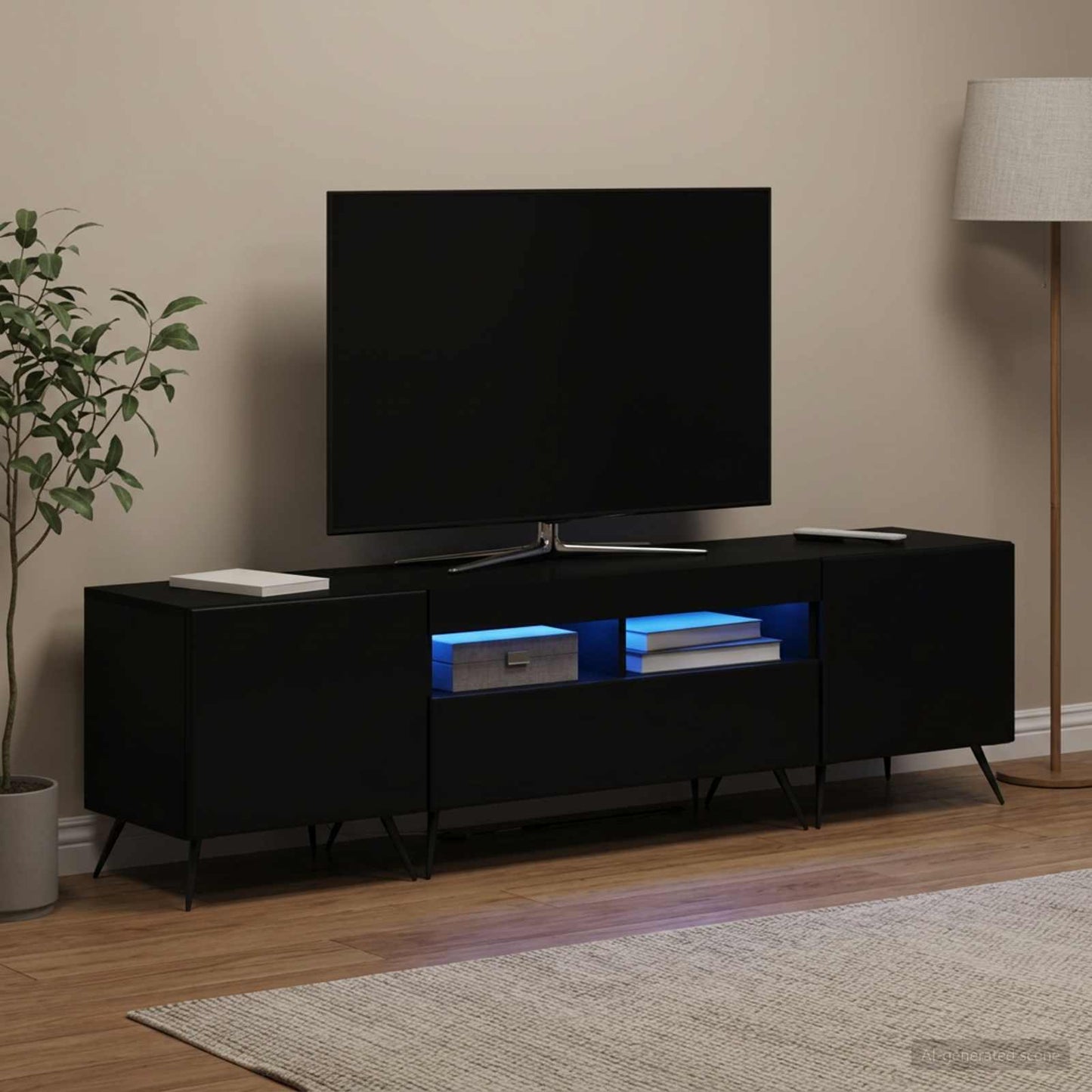vidaXL 5 Τεμάχια LED Τηλεοπτικού Ντουλαπιού Μαύρο Επεξεργασμένο Ξύλο
