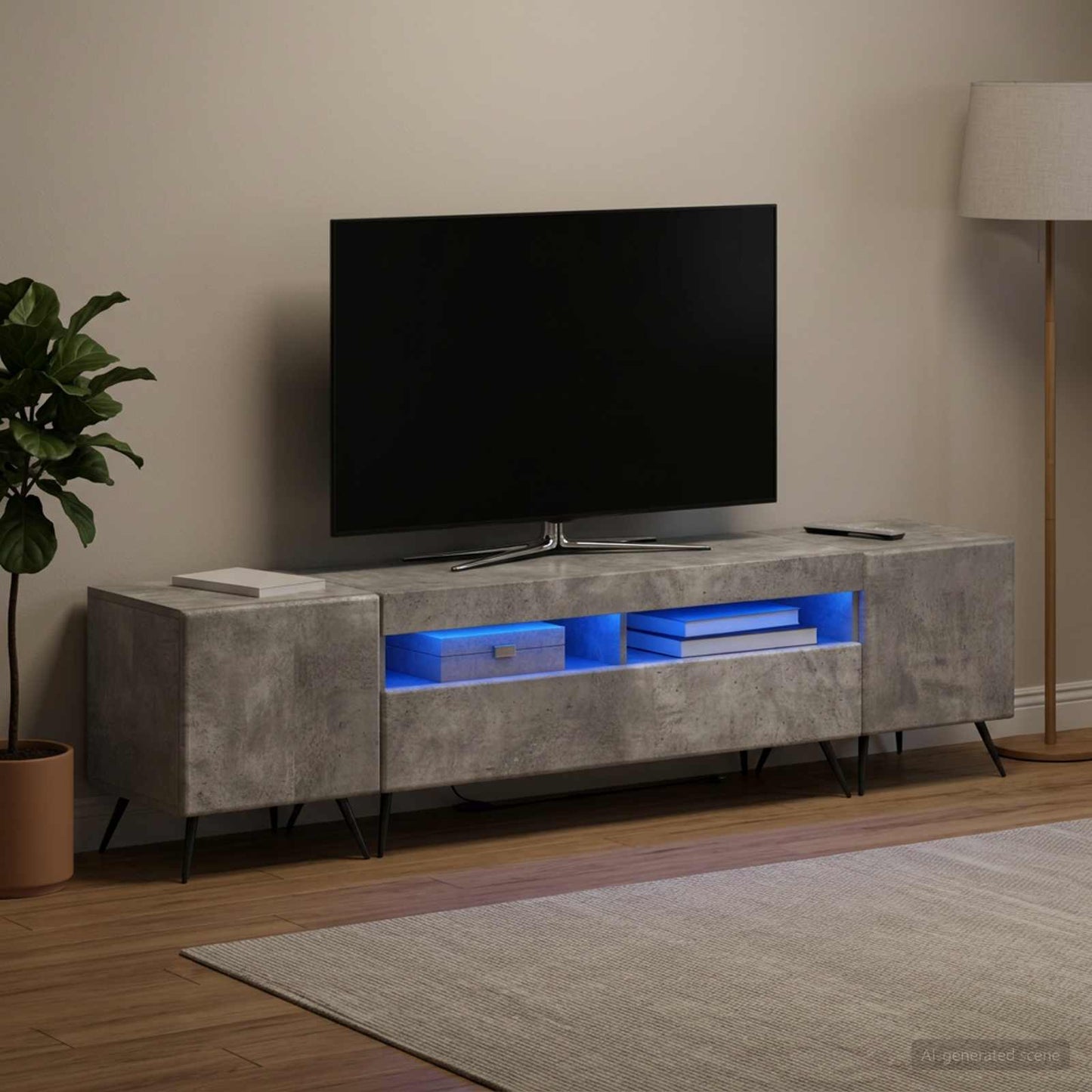 vidaXL 5 Τεμάχια LED Τηλεοπτικού Ντουλαπιού Γκρι Σκυροδέματος