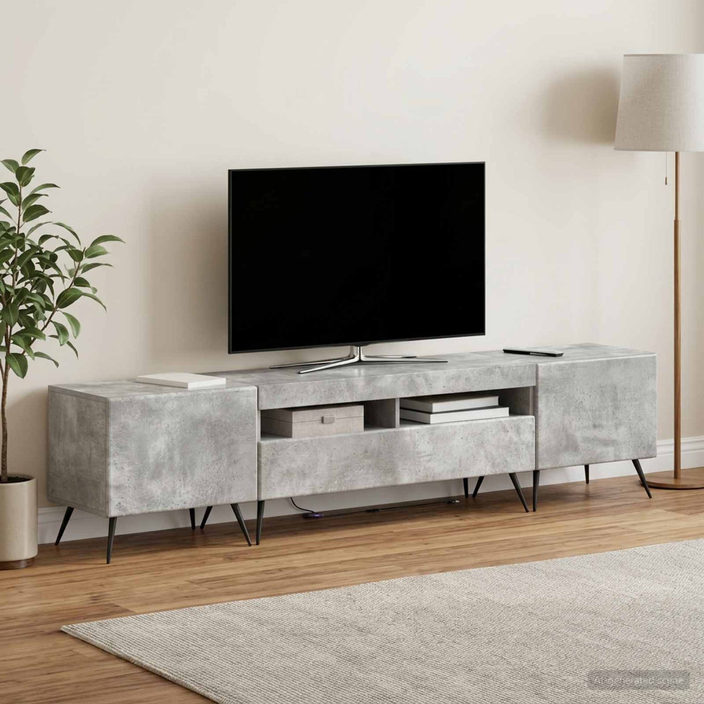 vidaXL 5 Τεμάχια LED Τηλεοπτικού Ντουλαπιού Γκρι Σκυροδέματος
