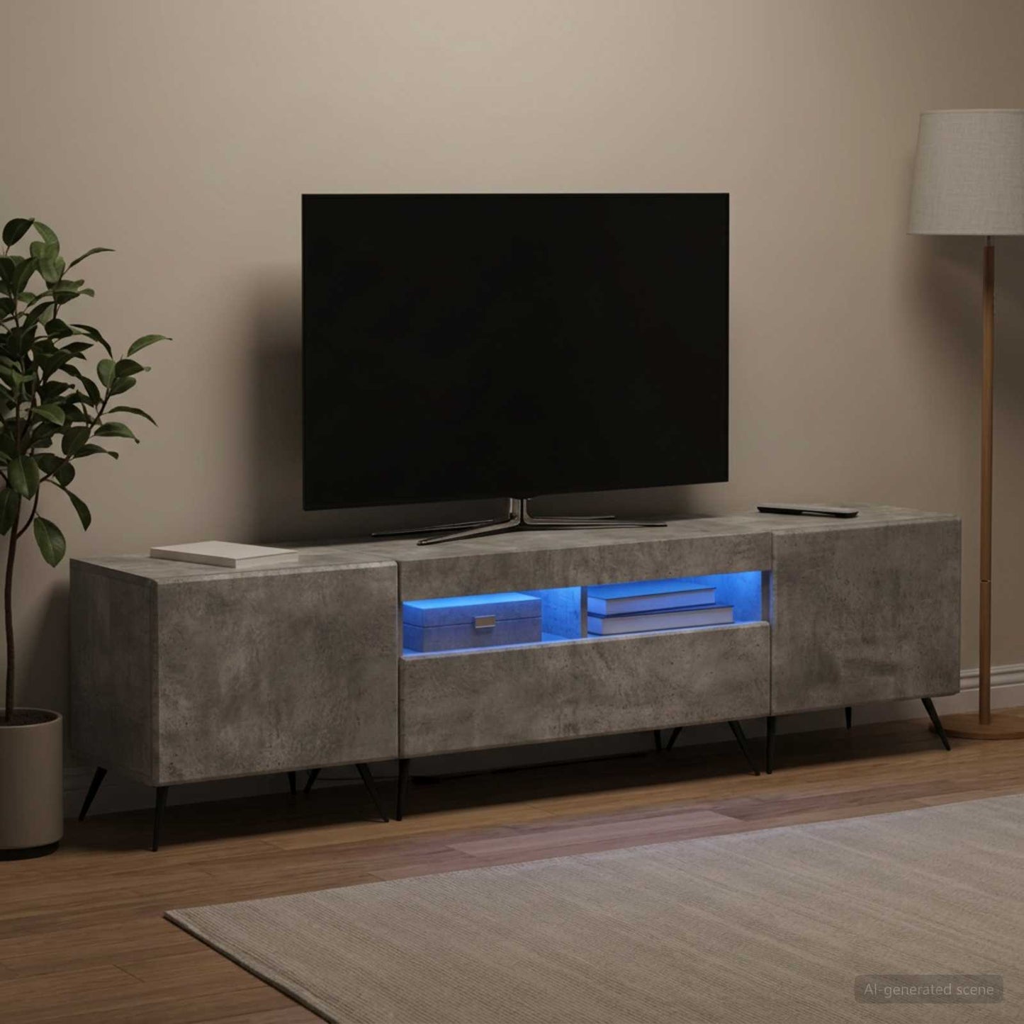 vidaXL 5 Τεμάχια LED Τηλεοπτικού Ντουλαπιού Γκρι Σκυροδέματος