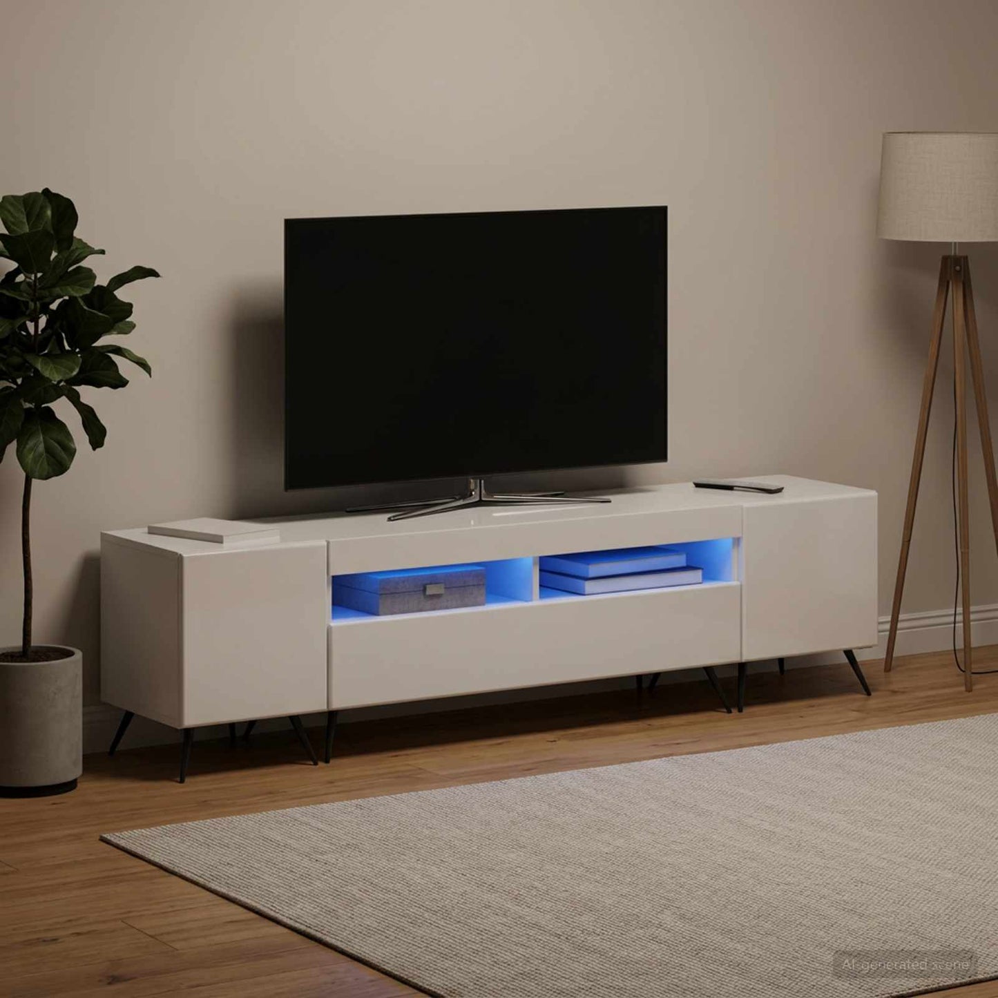 vidaXL 5 Τεμάχια LED Τηλεοπτικού Ντουλαπιού Γυαλιστερό Λευκό