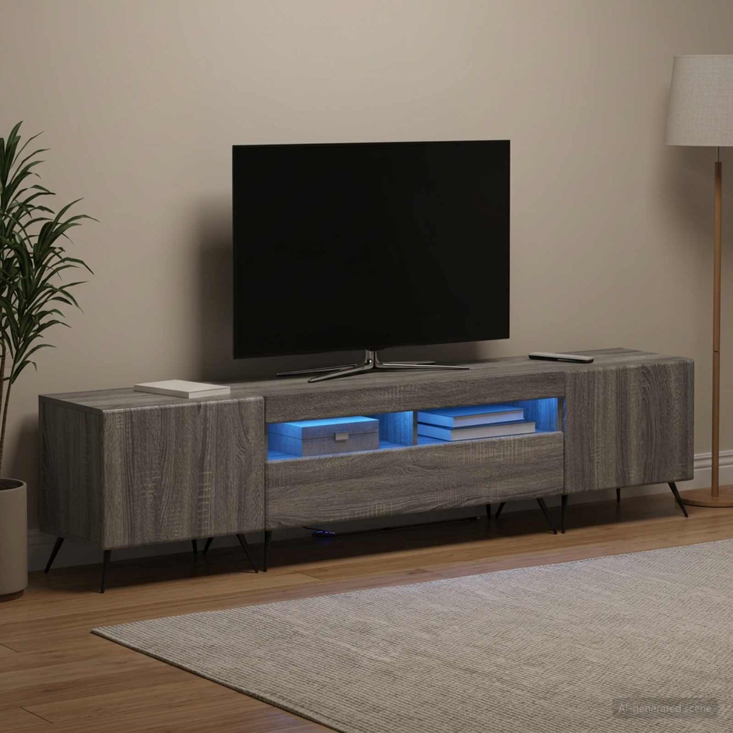 vidaXL Ντουλάπα LED Τηλεόρασης BREDA 3 τμχ. Γκρι Sonoma