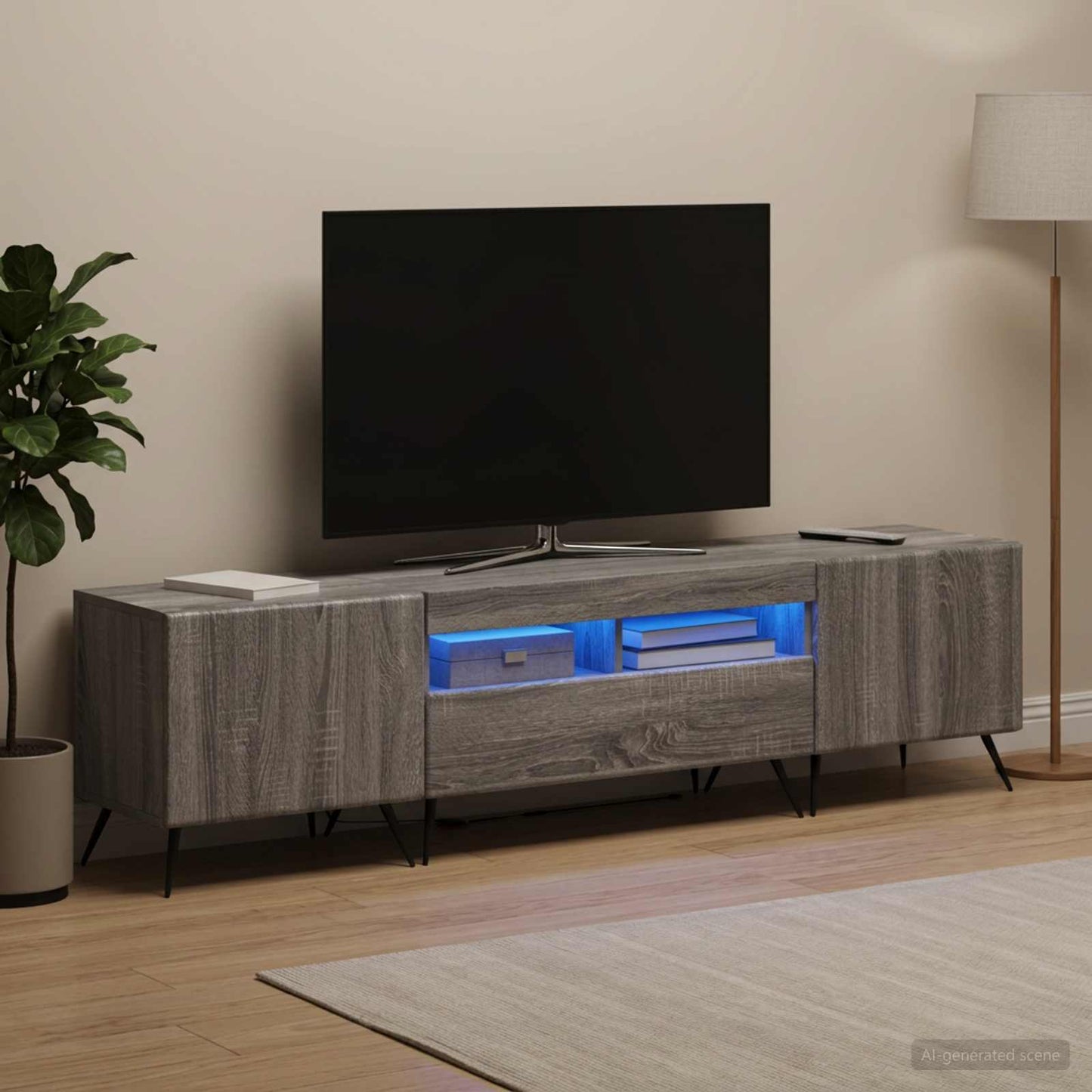 vidaXL Ντουλάπα LED Τηλεόρασης BREDA 3 τμχ. Γκρι Sonoma