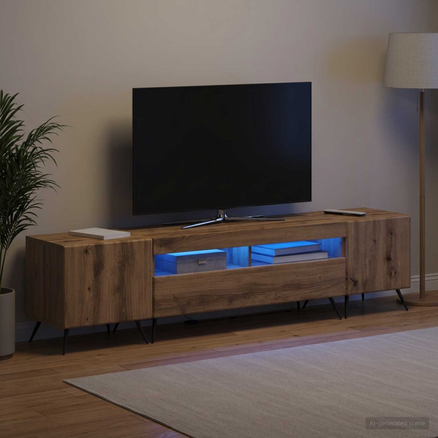 vidaXL 5 Τεμάχια LED Τηλεοπτικού Ντουλαπιού Artisan Δρυς
