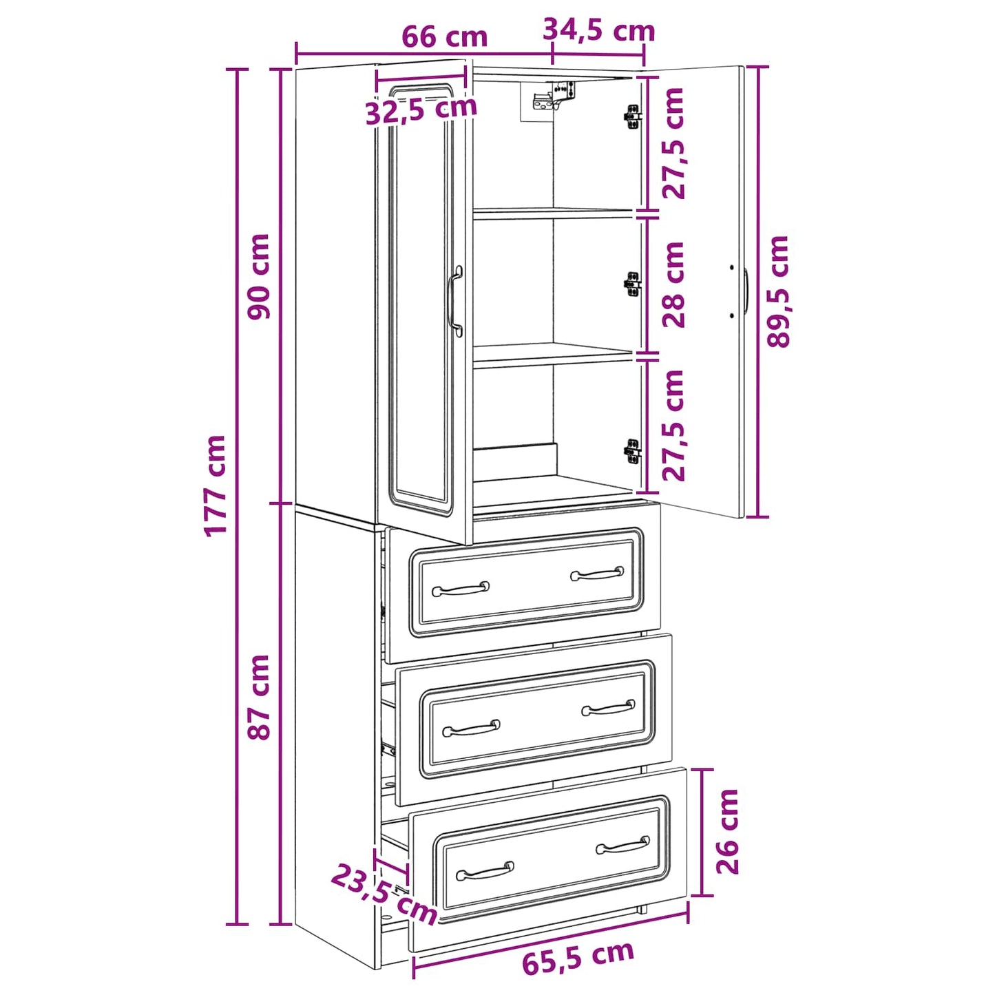 vidaXL Σέτ Ντουλαπιών 2 pcs Παλαιωμένο ξύλο 66 x 34,5 x 87 εκ.