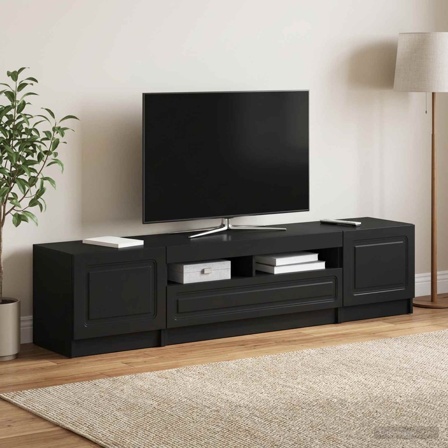 vidaXL 5 Τεμάχια LED Τηλεοπτικού Ντουλαπιού Μαύρο Επεξεργασμένο Ξύλο