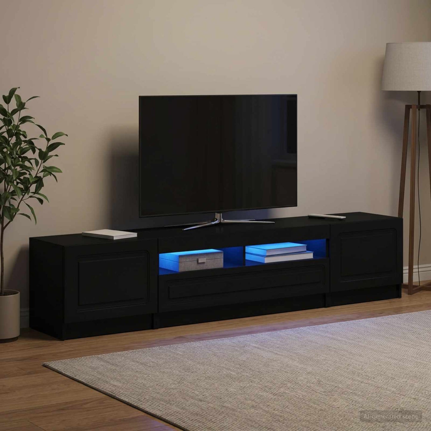 vidaXL 5 Τεμάχια LED Τηλεοπτικού Ντουλαπιού Μαύρο Επεξεργασμένο Ξύλο