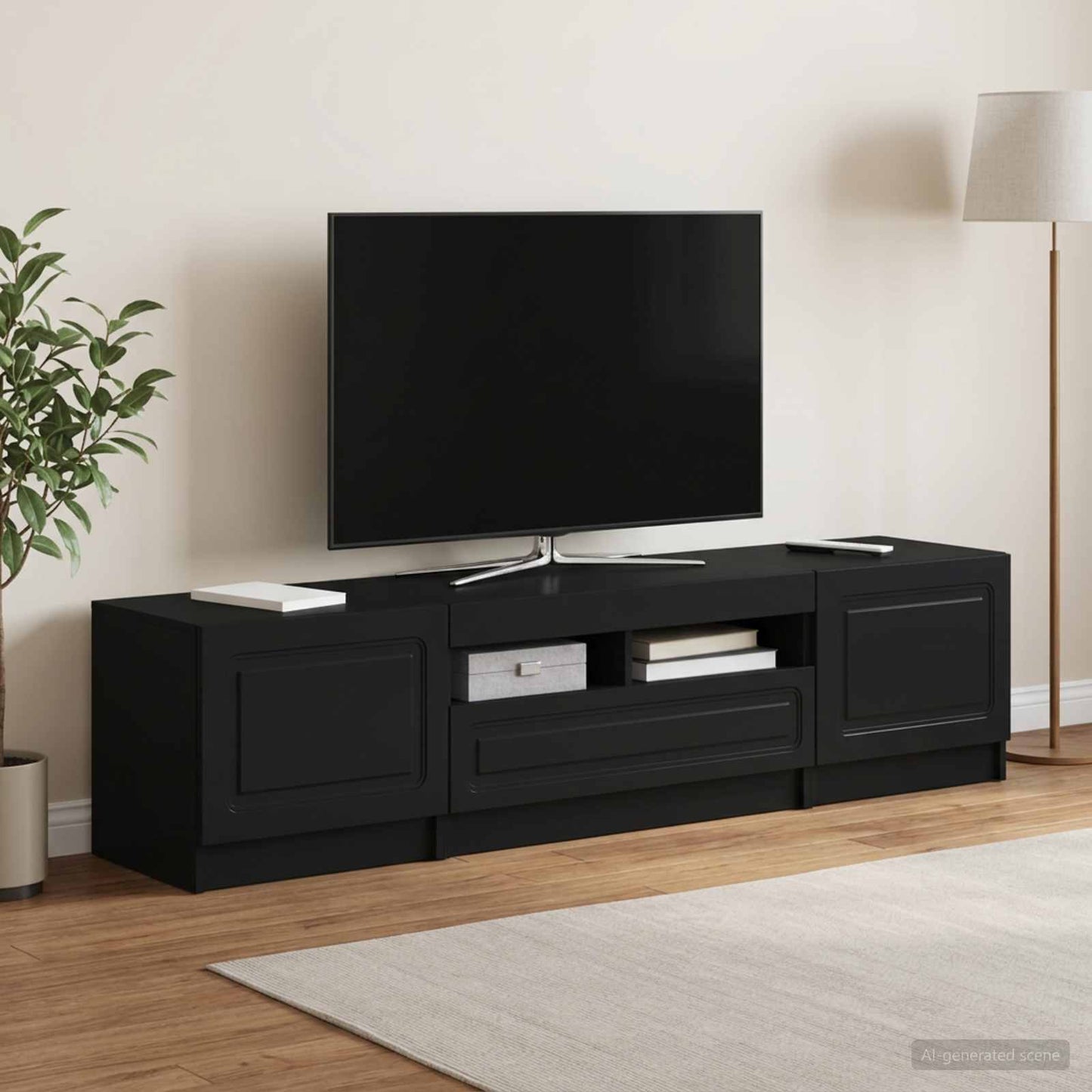 vidaXL 5 Τεμάχια LED Τηλεοπτικού Ντουλαπιού Μαύρο Επεξεργασμένο Ξύλο