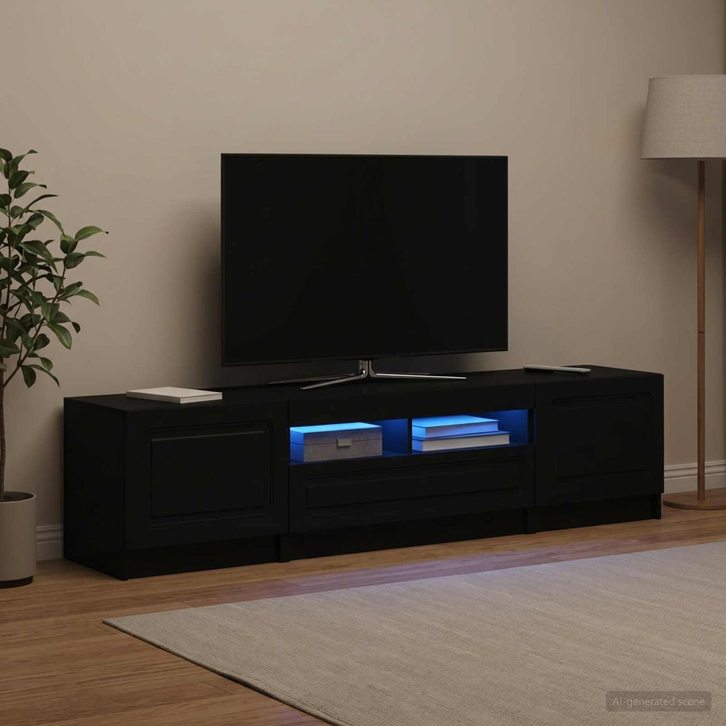 vidaXL 5 Τεμάχια LED Τηλεοπτικού Ντουλαπιού Μαύρο Επεξεργασμένο Ξύλο
