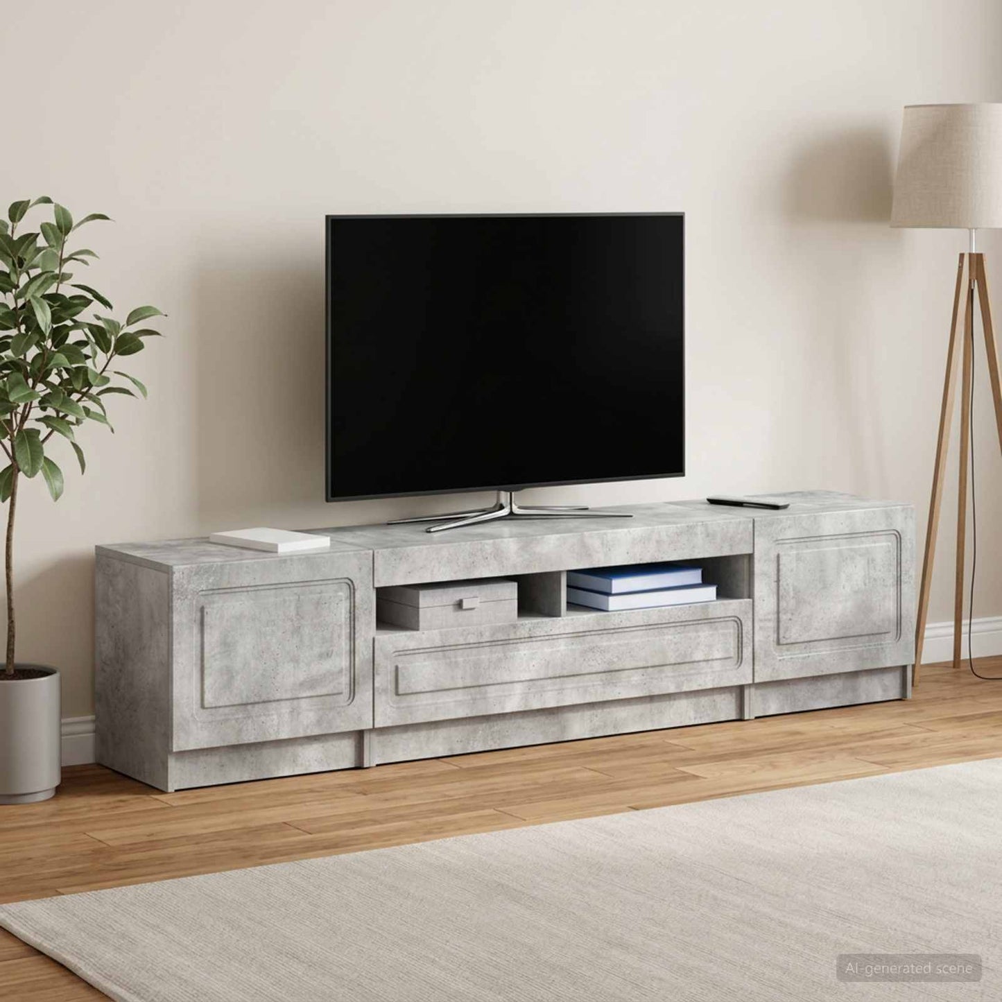 vidaXL 5 Τεμάχια LED Τηλεοπτικού Ντουλαπιού Γκρι Σκυροδέματος