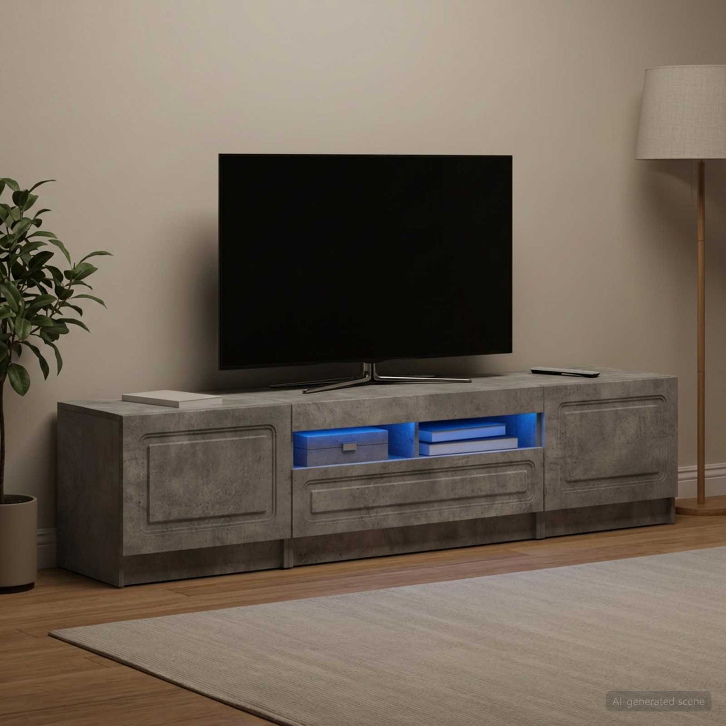 vidaXL 5 Τεμάχια LED Τηλεοπτικού Ντουλαπιού Γκρι Σκυροδέματος