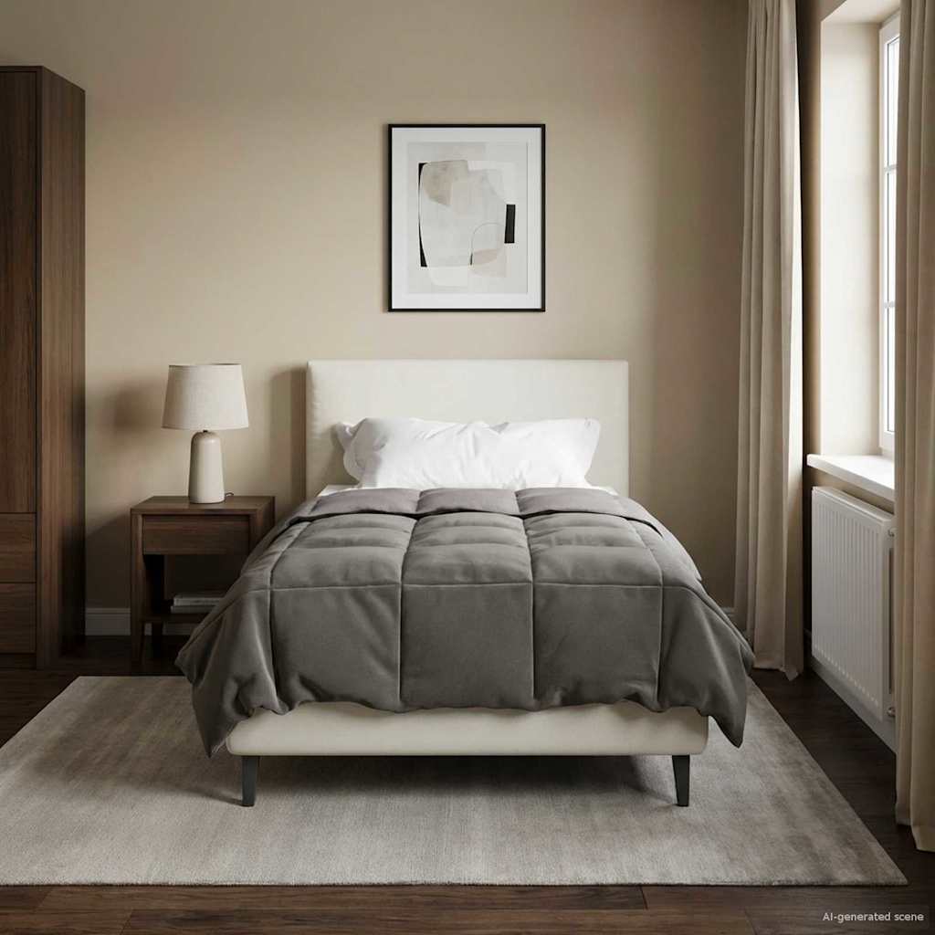 vidaXL Καλοκαιρινό Παπλωματοθήκη Ανοιχτό γκρι 135 x 200 cm Μικροΐνες