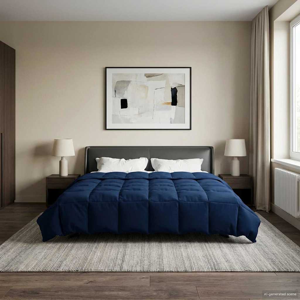 vidaXL Καλοκαιρινό Παπλωματοθήκη Σκούρο Μπλε 200 x 240 cm Μικροΐνες