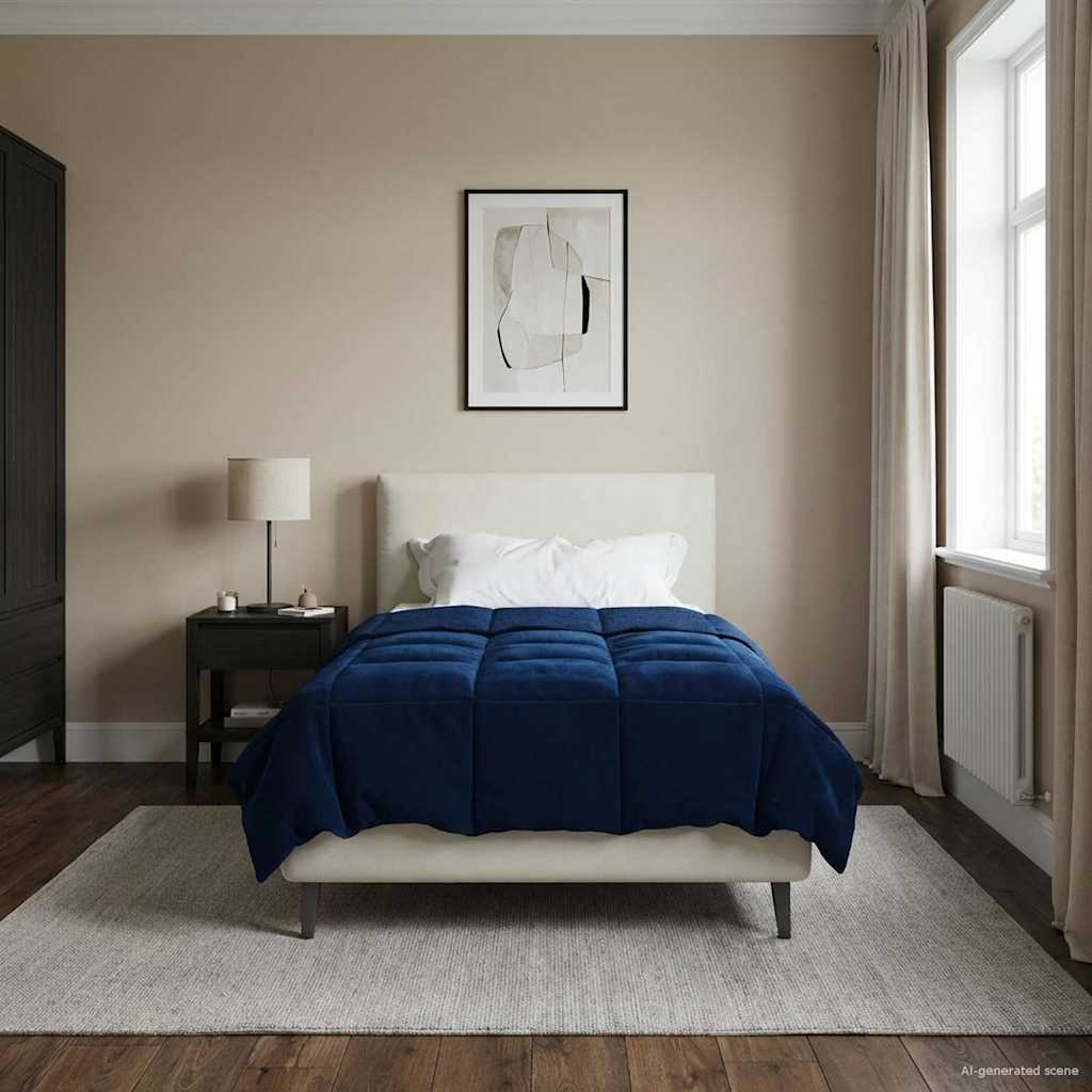 vidaXL Κουβέρτα ολόκληρου του χρόνου Σκούρο Μπλε 135 x 220 εκ.