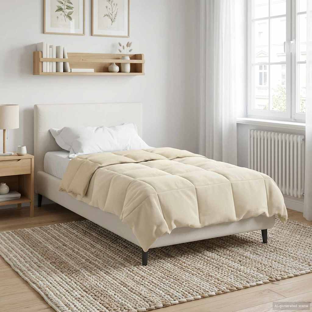 vidaXL Κουβέρτα ολόκληρου του χρόνου Κρεμ 140 x 200 cm Μικροΐνες