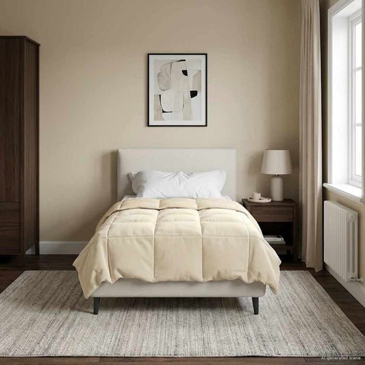 vidaXL Κουβέρτα ολόκληρου του χρόνου Κρεμ 140 x 200 cm Μικροΐνες