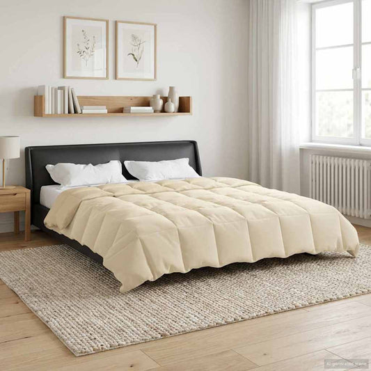 vidaXL Κουβέρτα ολόκληρου του χρόνου Κρεμ 200 x 200 cm Μικροΐνες