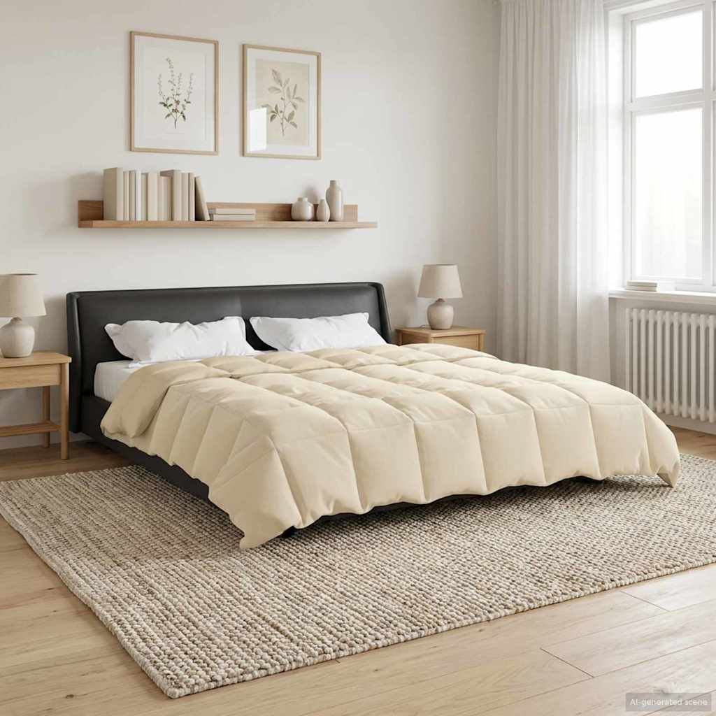 vidaXL Κουβέρτα ολόκληρου του χρόνου Κρεμ 200 x 240 cm Μικροΐνες