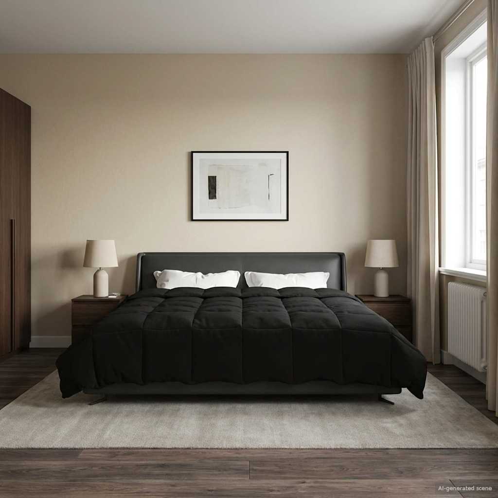 vidaXL Χειμερινό Παπλωματοθήκη Ουαντινγκ Μαύρο 200 x 200 cm Μικροΐνες