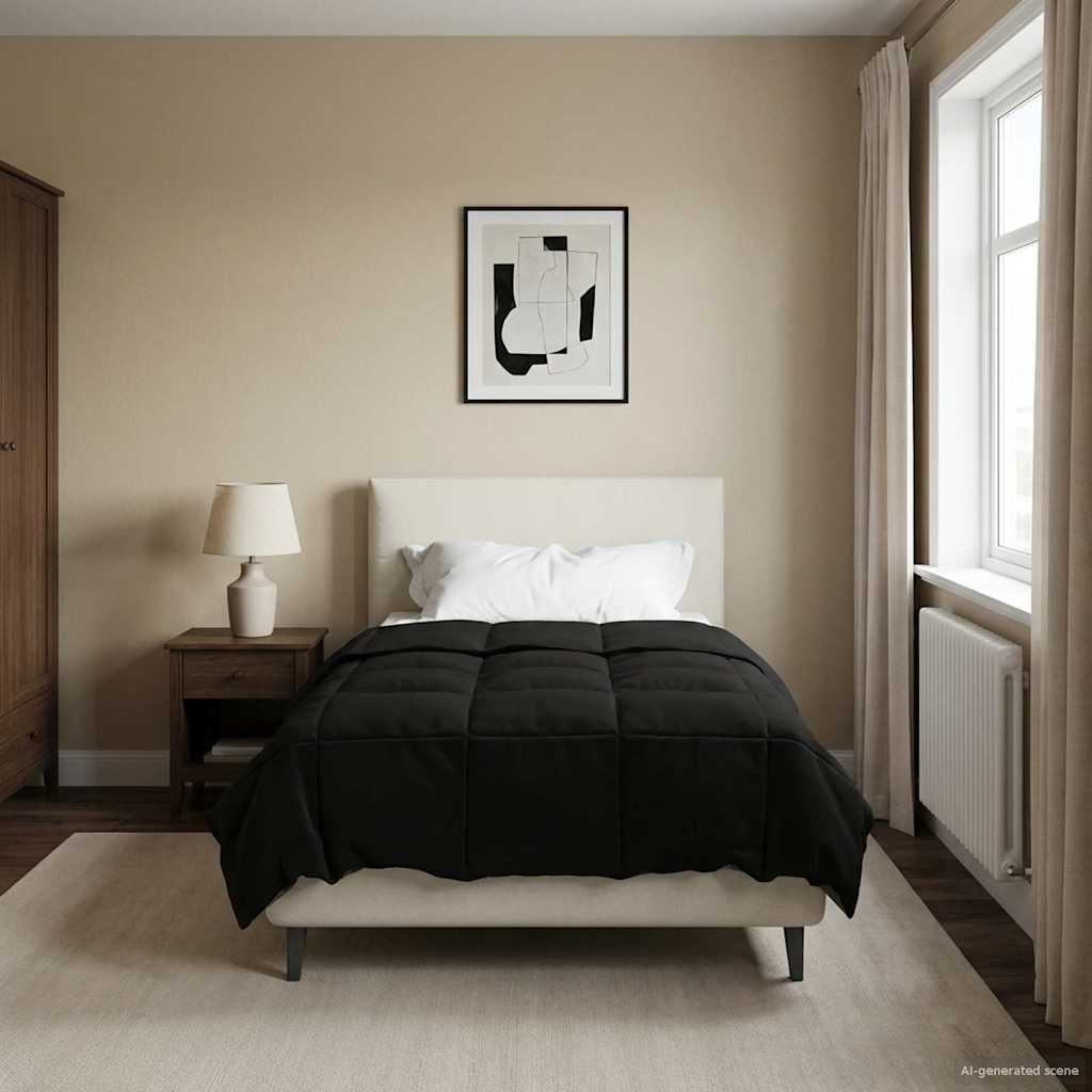 vidaXL Χειμερινό Παπλωματοθήκη Ουαντινγκ Μαύρο 140 x 220 cm Μικροΐνες