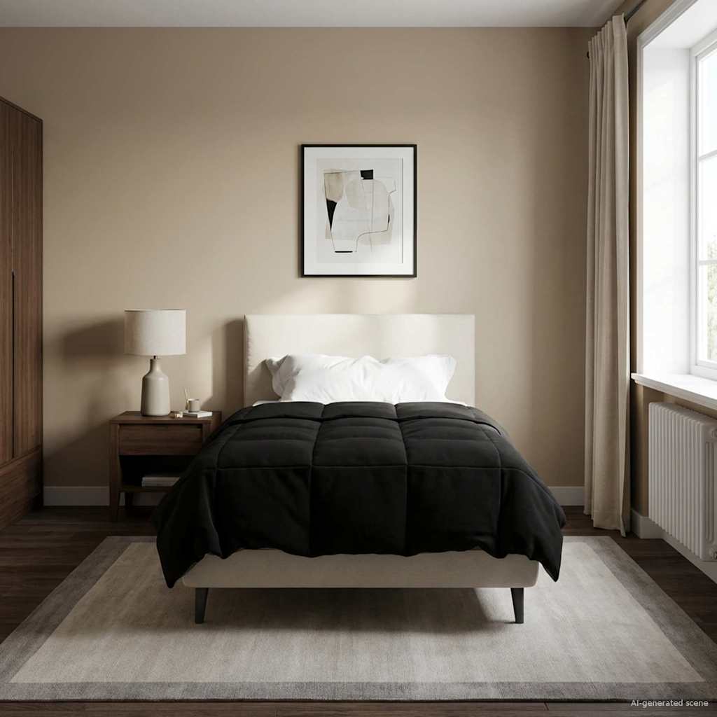 vidaXL Χειμερινό Παπλωματοθήκη Ουαντινγκ Μαύρο 155 x 220 cm Μικροΐνες