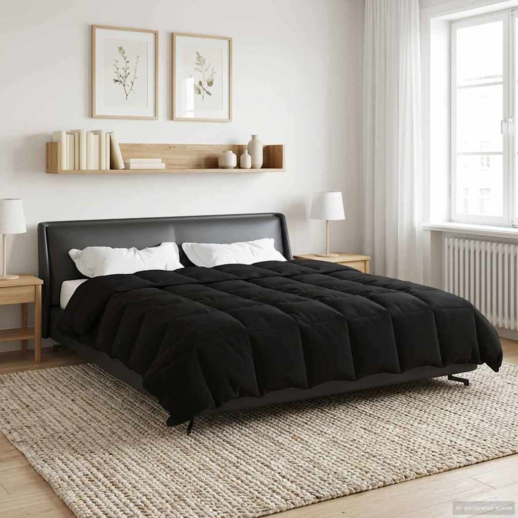 vidaXL Χειμερινό Παπλωματοθήκη Ουαντινγκ Μαύρο 200 x 220 cm Μικροΐνες