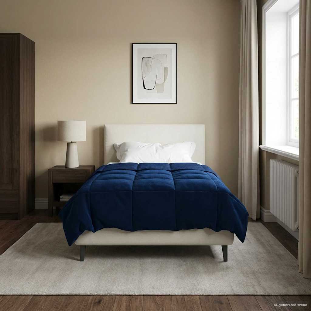 vidaXL Χειμερινό Παπλωματοθήκη Σκούρο Μπλε 140 x 200 cm Μικροΐνες