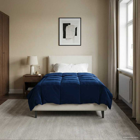 vidaXL Χειμερινό Παπλωματοθήκη Σκούρο Μπλε 155 x 220 cm Μικροΐνες