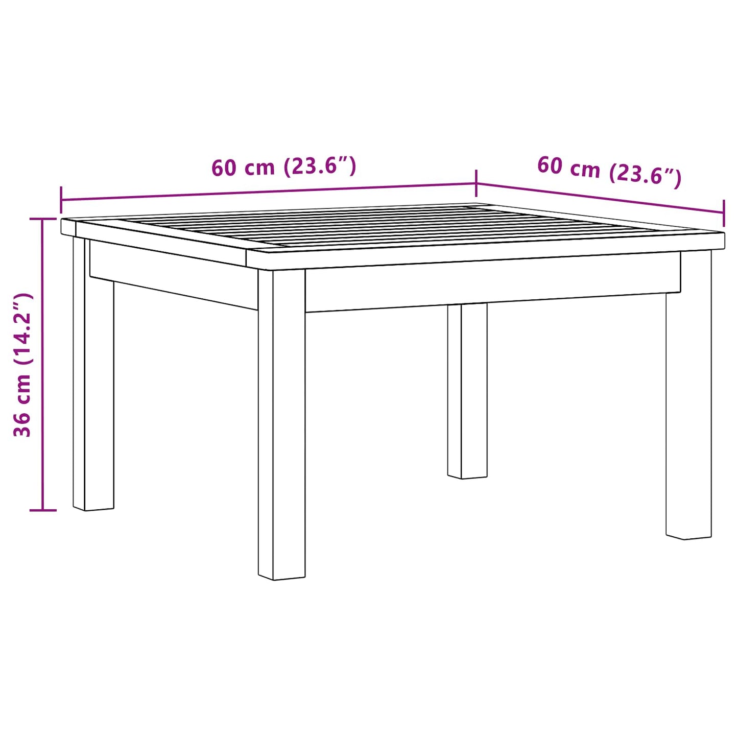 vidaXL Τραπεζάκι σαλονιού Ανοιχτό ακασία 60 x 60 x 36 cm