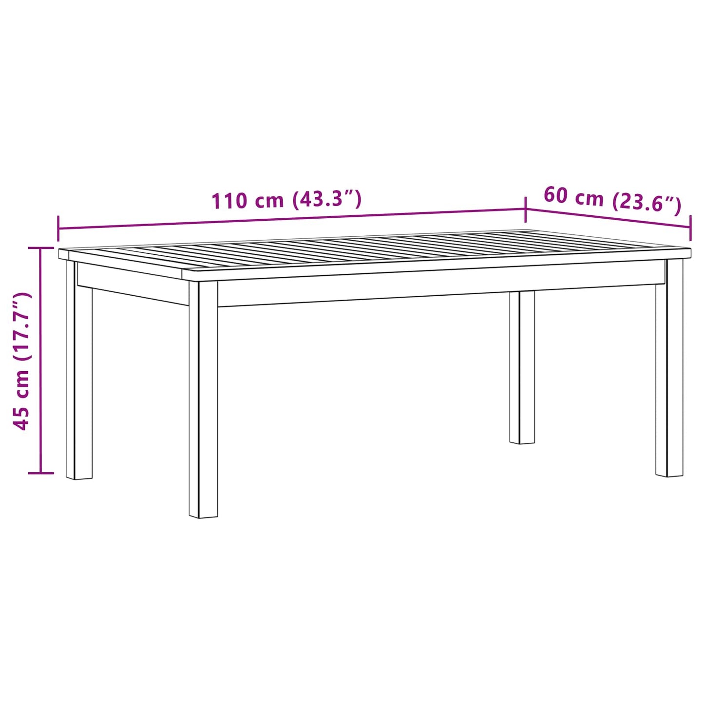 vidaXL Τραπεζάκι σαλονιού Ανοιχτό ακασία 110 x 60 x 45 cm
