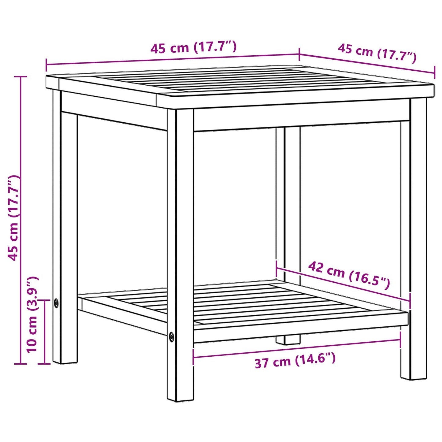 vidaXL Τραπεζάκι Πλευράς Φυσικό Λάδι 45 x 45 x 45 cm