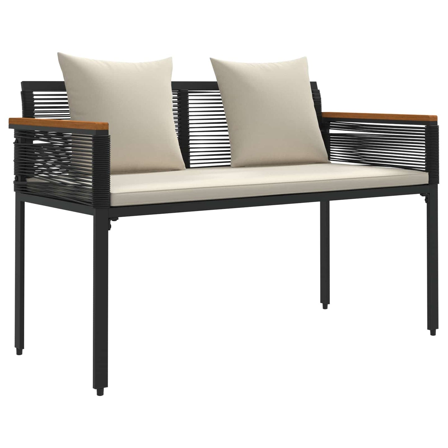 vidaXL Σετ Εξωτερικών Επίπλων 4 pcs Μαύρο και Κρεμ Λευκό Ράτα PE