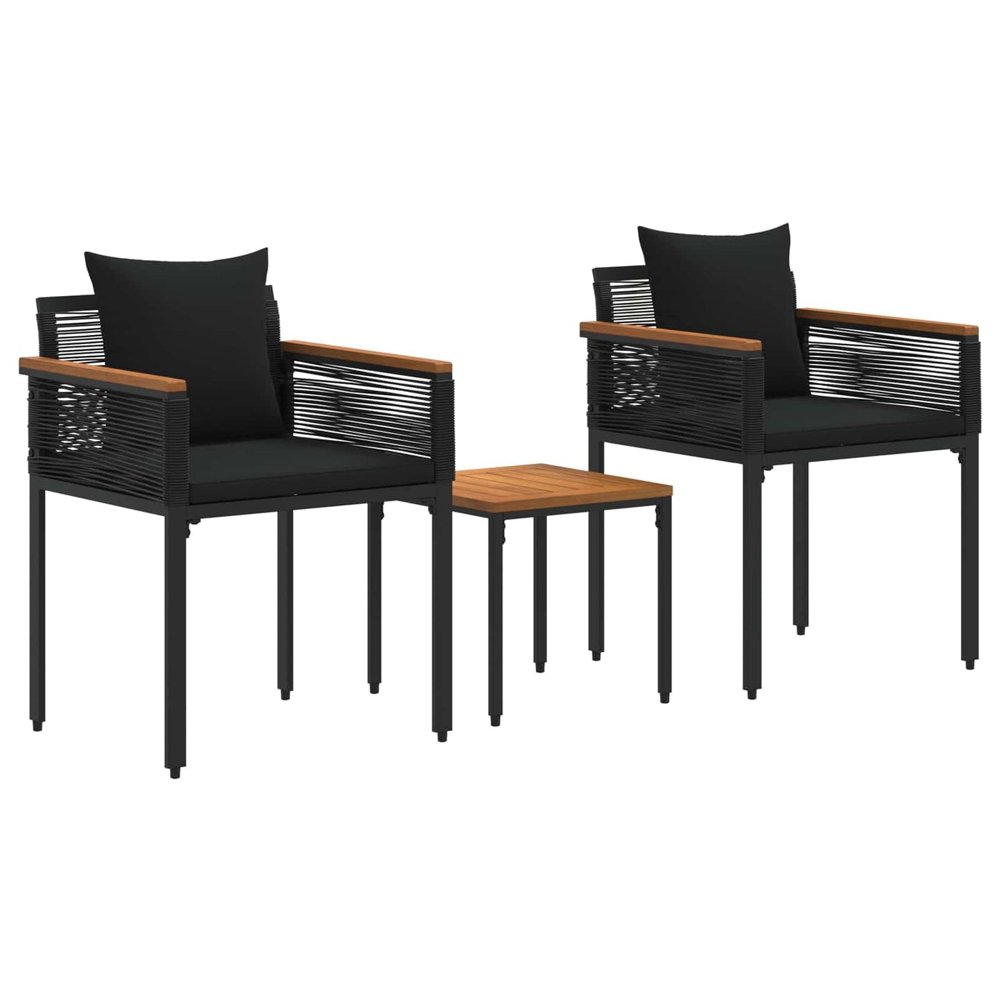 vidaXL Σετ Εξωτερικών Επίπλων με μαξιλάρι 3 pcs Μαύρο Ράτα PE