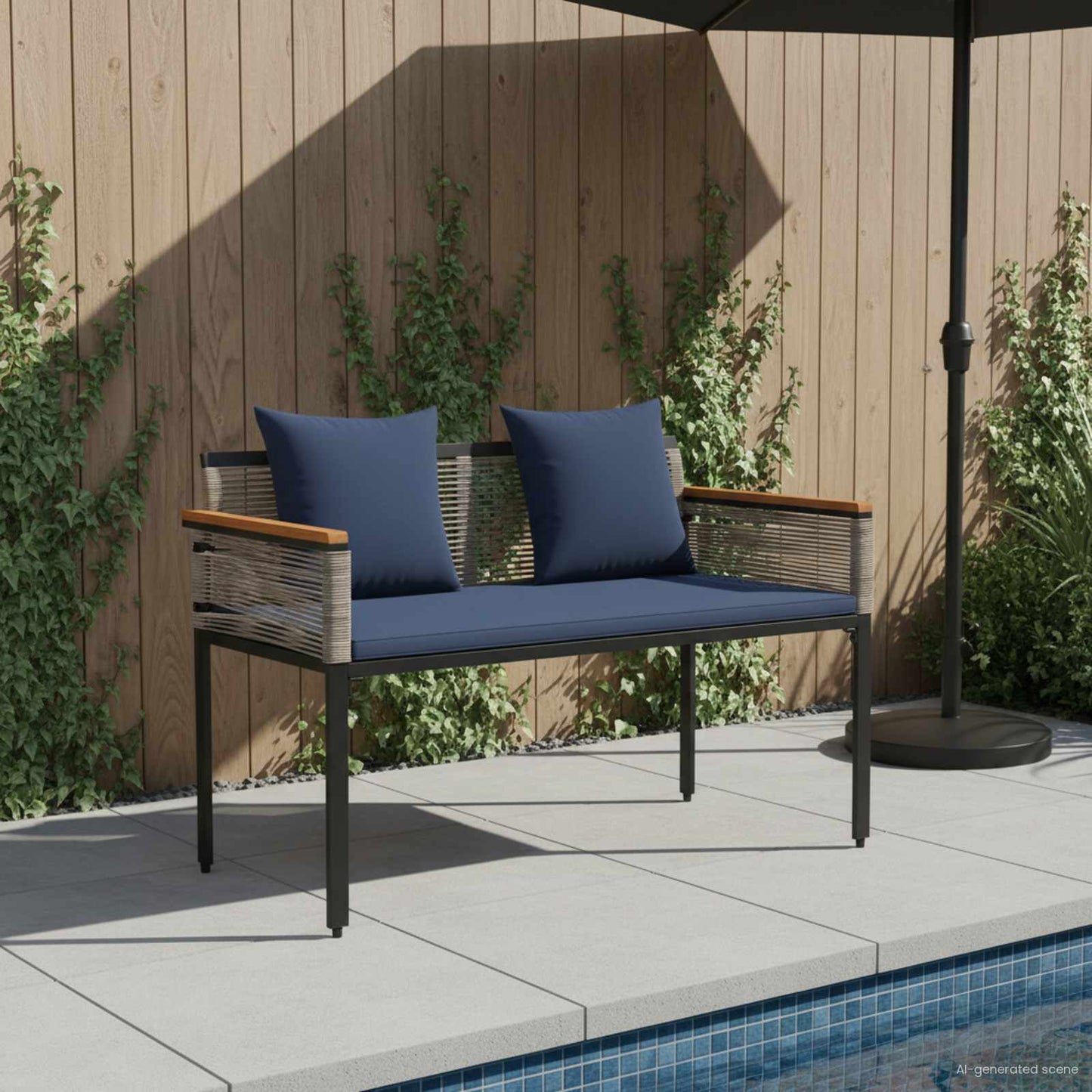 vidaXL Εξωτερικός πάγκος 2 -Seater 117 x 54 x 74.5 εκ συνθετικό ρατάν