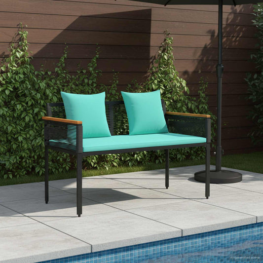 vidaXL Εξωτερικός πάγκος Μαύρο και Τυρκουάζ 117 x 54 x 74.5 εκ