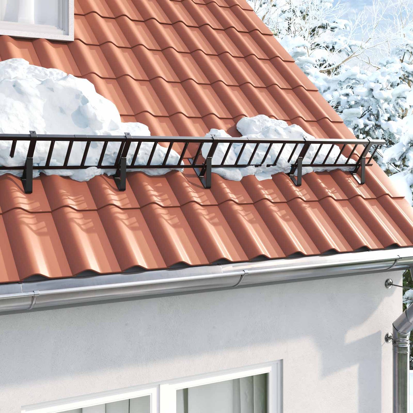 vidaXL Υποστήριξη Φράχτη Χιονιού Μαύρο 29,5 x 3 x 34,5 εκ Ατσάλι