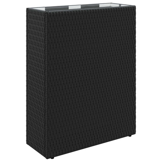 vidaXL Ψηλός γλάστρα Μαύρο 55 x 22 x 70 εκ συνθετικό ρατάν