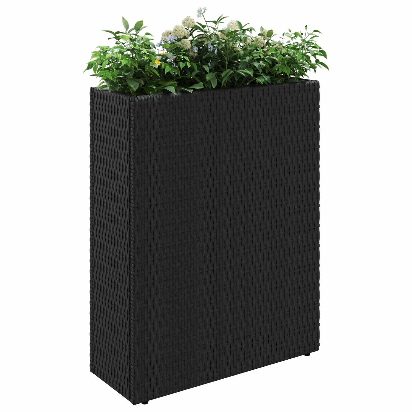 vidaXL Ψηλός γλάστρα Μαύρο 55 x 22 x 70 εκ συνθετικό ρατάν