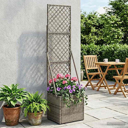 vidaXL Κηποτινάκι με Τρέλα Γκρι 35 x 30 x 135 εκ συνθετικό ρατάν