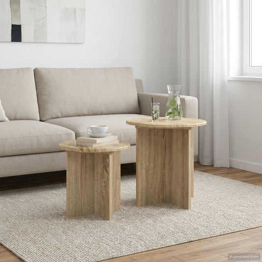 vidaXL Σετ βοηθητικά τραπεζάκια με αποθήκευση 2 pcs Sonoma Δρυς