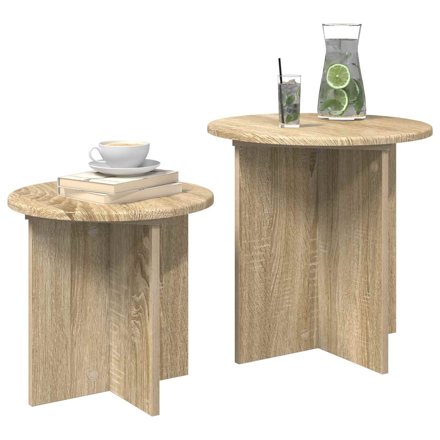 vidaXL Σετ βοηθητικά τραπεζάκια με αποθήκευση 2 pcs Sonoma Δρυς