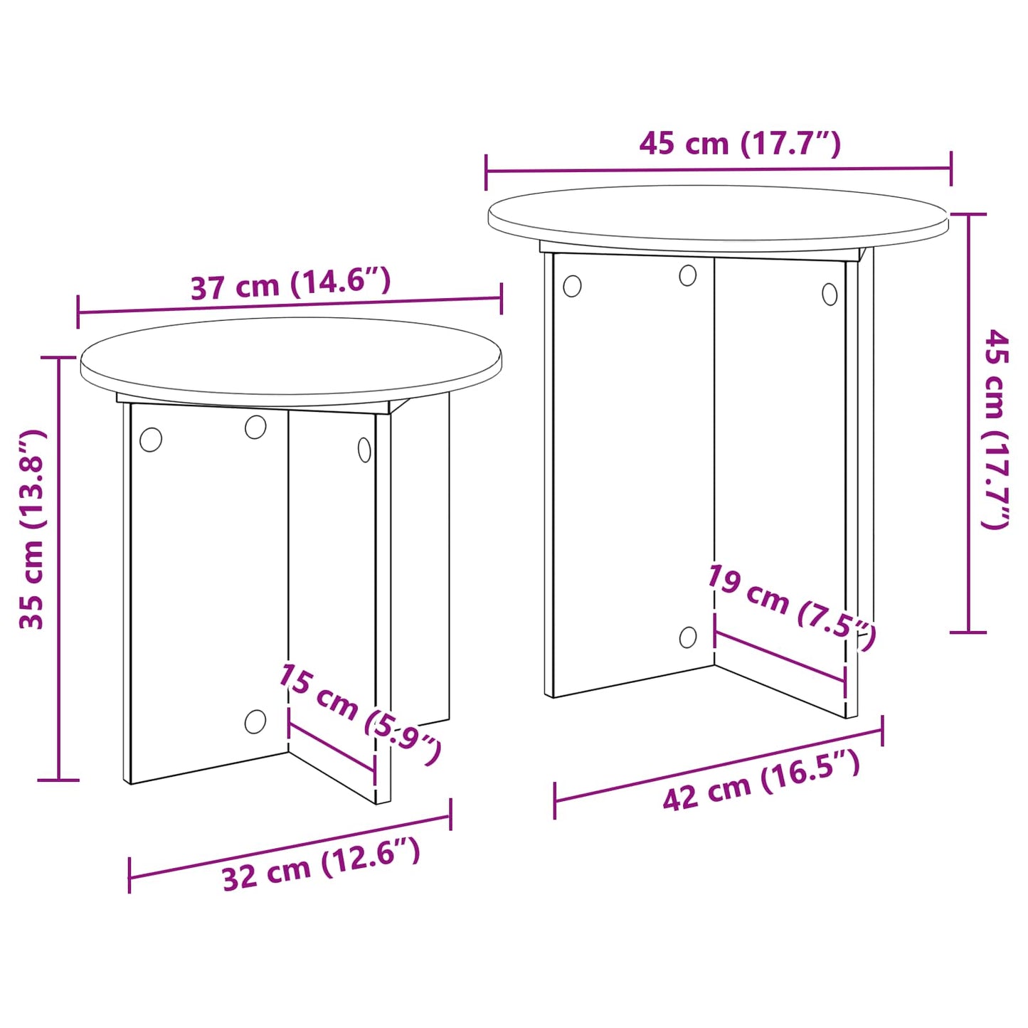vidaXL Σετ βοηθητικά τραπεζάκια με αποθήκευση 2 pcs Sonoma Δρυς
