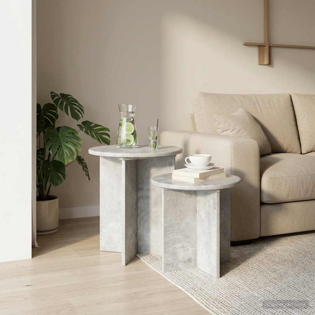 vidaXL Σετ βοηθητικά τραπεζάκια 2 τμχ. Γκρι Σκυροδέματος Ø 45 x 45 εκ.