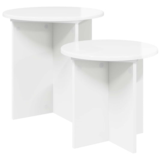 vidaXL Σετ βοηθητικά τραπεζάκια με αποθήκευση 2 pcs Γυαλιστερό Λευκό